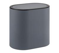 eluno Poubelle de salle de bain ovale, avec surface douce au toucher, couvercle basculant et coussinets de protection contre les rayures, poubelle pour toilettes d'invités et salle de bain (gris)