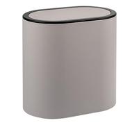 eluno Poubelle de salle de bain ovale, avec surface douce au toucher, couvercle basculant et coussinets de protection contre les rayures, poubelle pour toilettes d'invités et salle de bain (taupe)