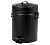 eluno Poubelle de salle de bain vintage à pédale, 5 litres, avec seau intérieur en plastique amovible (Noir)