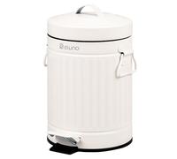 eluno Poubelle de Salle de Bain Vintage à pédale, capacité 3 l, avec Couvercle à Fermeture Douce, Poubelle pour Salle de Bain, Cuisine, Chambre à Coucher, Seau intérieur en Plastique Amovible (Blanc)
