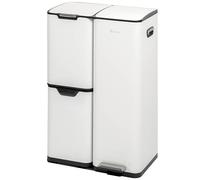 eluno Poubelle d'environ 54 litres - Poubelle à pédale avec 3 bacs pour une séparation optimale des déchets - Seau intérieur amovible en plastique - Système de tri des déchets - En métal (blanc)