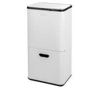 eluno Poubelle d'environ 58 litres - Poubelle avec 3 bacs pour une séparation optimale des déchets - Seau intérieur amovible en plastique - Système de tri des déchets - En métal (blanc)