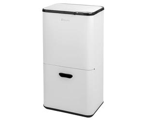 eluno Poubelle d'environ 58 litres - Poubelle avec 3 bacs pour une séparation optimale des déchets - Seau intérieur amovible en plastique - Système de tri des déchets - En métal (blanc)