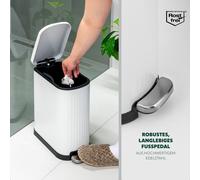 eluno poubelle étroite, poubelle à pédale, poubelle de cuisine, capacité 10 litres, poubelle poubelle pour cuisine, salle de bain, chambre avec seau intérieur en plastique amovible, blanc