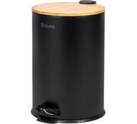 eluno Poubelle, poubelle à pédale, capacité 20 litres en bambou et métal noir