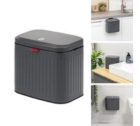 eluno Poubelle, poubelle de cuisine avec couvercle coulissant à suspendre, à poser ou à coller, capacité 4 litres, poubelle pour cuisine, salle de bain (Gris)