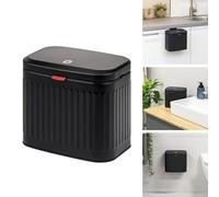 eluno Poubelle, poubelle de cuisine avec couvercle coulissant à suspendre, à poser ou à coller, capacité 4 litres, poubelle pour cuisine, salle de bain (noir)