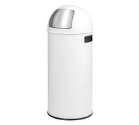 eluno Poubelle push 25 l en tôle d'acier - Poubelle rétro avec couvercle amovible - Poubelle de cuisine avec rabat poussoir (blanc)
