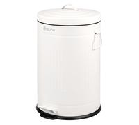 eluno Poubelle de cuisine vintage, à pédale avec seau intérieur amovible, en métal 20 l (blanc)