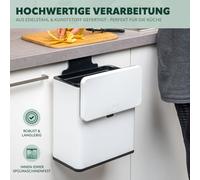 eluno poubelle6L avec filtre anti-odeur, à suspendre, à poser ou à coller, poubelle à compost, 3 types de montage, blanc mat