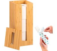 eluno Rangement pour papier toilette pour 3 rouleaux de rechange, carré, en bambou