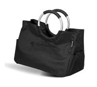 Eluno Sac de courses WARWE avec fond renforcé, poignées gainées, cordon imperméable, noir, 43 x 29,5 x 23,5 cm