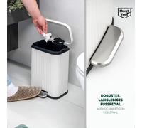 eluno Seau à cosmétique, poubelle à pédale, capacité 6 litres, poubelle pour salle de bain, cuisine, chambre avec seau intérieur en plastique amovible, blanc