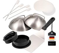 eluno Set à burger 6 pièces, y compris presse à burger, spatule à griller, housses à burger et brochettes à griller, en acier inoxydable de haute qualité
