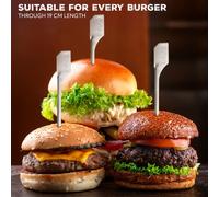 eluno Set de 4 brochettes à burger - 19 cm de long - convient pour les sandwichs, les chachlyks et les fruits, en acier inoxydable de haute qualité
