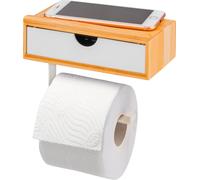 eluno Support de papier toilette, fonction 3en1, boîte pour lingettes humides, tablette, bambou/métal, blanc