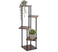 eluno Support pour plantes, étagère à fleurs, support décoratif avec 5 étagères, escalier à fleurs multifonctionnel, combinaison moderne de matériaux en bois MDF et métal noir