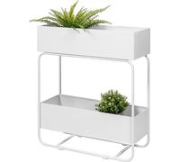 eluno support pour plantes, étagère multifonctionnelle avec 2 étagères, en métal blanc