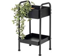 eluno support pour plantes, étagère multifonctionnelle avec 2 étagères, en métal noir