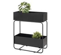 eluno support pour plantes, étagère multifonctionnelle avec 2 étagères, en métal noir
