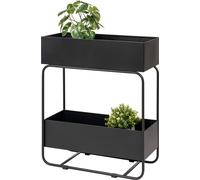 eluno support pour plantes, étagère multifonctionnelle avec 2 étagères, en métal noir