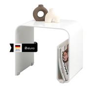 eluno Table console d'appoint avec porte-magazine 2 en 1, table moderne en acrylique, idéale pour le salon et la chambre à coucher, avec porte-revues intégré et quatre pieds antidérapants (blanc