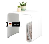 eluno Table console en acrylique avec étagère, étagère sur pied, tabouret à fleurs en métal (blanc mat)