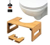 eluno Tabouret de toilette, repose-pieds en bambou avec coussinets antidérapants, pliable pour économiser de l'espace, tabouret de toilettes stable, idéal pour les adultes et les enfants, soulage la