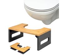 eluno Tabouret de toilette, repose-pieds en bambou avec coussinets antidérapants, pliable pour économiser de l'espace, tabouret de toilettes stable, idéal pour les adultes et les enfants, soulage la