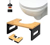 eluno Tabouret de Toilette, Repose-Pieds en Bambou avec Coussinets antidérapants, Pliable pour économiser de l'espace, Tabouret de Toilettes Stable, idéal pour Les Adultes et Les Enfants (Noir)