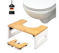 eluno tabouret de toilette, repose-pieds en bambou, pliable pour gagner de la place, blanc