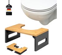 eluno tabouret de toilette, repose-pieds en bambou, pliable pour économiser de la place, gris