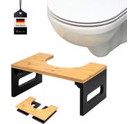 eluno tabouret de toilette, repose-pieds en bambou, pliable pour économiser de la place, noir