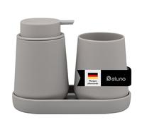 eluno TESERO Ensemble d'accessoires de salle de bain 3 pièces avec surface douce au toucher, 1 distributeur de savon, 1 gobelet et 1 coupelle, idéal pour la salle de bain et la cuisine, en plastique