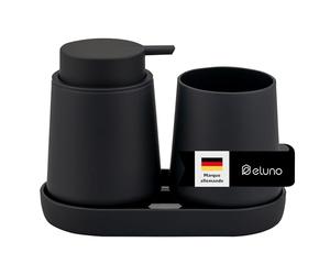 eluno TESERO Ensemble d'accessoires de salle de bain 3 pièces avec surface douce au toucher, 1 distributeur de savon, 1 gobelet et 1 coupelle, idéal pour la salle de bain et la cuisine, en plastique
