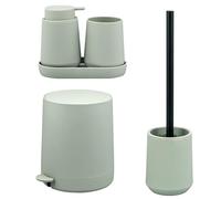 eluno TESERO Ensemble d'accessoires de salle de bain 5 pièces avec surface douce au toucher, distributeur de savon, gobelet, bol, seau cosmétique, ensemble WC pour salle de bain et WC d'invités en