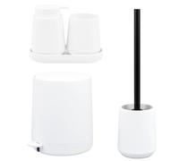 eluno TESERO Ensemble d'accessoires de salle de bain 5 pièces avec surface douce au toucher, distributeur de savon, gobelet, bol, seau cosmétique, ensemble WC pour salle de bain et WC d'invités en