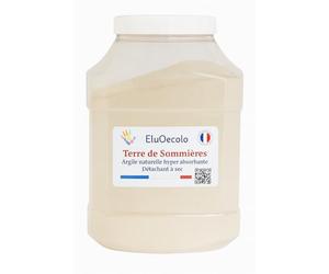 EluOecolo Made in France - Terre de Sommières 4kg (Hyper absorbante) - Boite hermétique avec doseur à l'intérieur - Conditionné dans Un ESAT