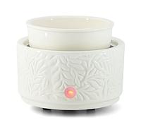 ElusiaKa Brûleur de Cire électrique 3 en 1 en céramique pour Maison, Bureau, Chambre à Coucher, aromathérapie, Cadeau et décoration (Feuilles Blanches)