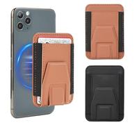ELUTENG 2 Pièces Porte-Cartes Magnétique, Support Portefeuille, Cuir Synthétique pour iPhone 16/15/14/13/12 et Coque de téléphone MagSafe (Noir + Marron)