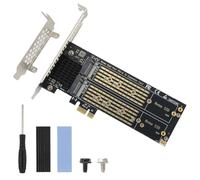 ELUTENG Adaptateur double M.2 NVMe vers PCIe avec dissipateur de chaleur - M-Key B&M Key 2230/2242/2260/2280 SSD NVMe PCIe - Support discret - Prend en charge les emplacements PCI-Express X1/X4/X8/X16