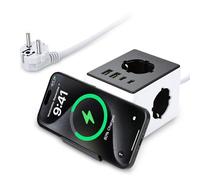 ELUTENG Bloc multiprise 8 en 1, cube USB avec chargeur sans fil, 15 W, 3 prises, 2 USB A et 2 USB de type C, multiprise avec interrupteur pour la maison et le bureau