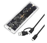 ELUTENG Boîtier M.2 SSD NVMe Transparent avec lumières LED colorées, 10Gbps Adaptateur NVMe vers USB sans Outil, Boîtier Externe pour M-Key SSD 2230 2242 2260 2280 Supporte UASP Trim