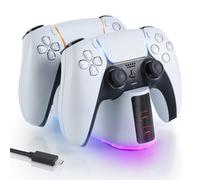 ELUTENG Chargeur Manette PS5, 2H Rapide Recharge Manette P S5, Station de Charge pour Playstation 5 DualSense & Edge, Double Joystick Support de Charge avec Indicateur LED Accessoire PS5