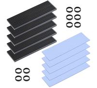 ELUTENG Dissipation Thermique M.2 SSD, 73 x 70 x 3mm, 5 Pièces Pour NVME 2280 M2 SSD Disque Solide Dissipateur Thermique Pad avec Coussin Thermique 10 Sangles en Caoutchouc