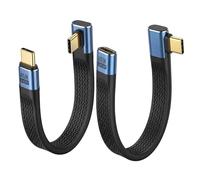 ELUTENG Lot de 2 Câbles Courts USB 4.0 40 Gbps Fiche Coudée à 90° 240 W Type C PD Chargement Rapide 14 cm pour Thunderbolt 4/3/Smartphone/Power Bank/MacBook/iPhone 15/Nintendo Switch