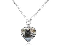ELUZZIZUT Collier funéraire en forme de chat noir avec pendentif en forme de cœur pour cendres - Collier souvenir personnalisé pour femme et homme pour contenir les cendres de vos proches