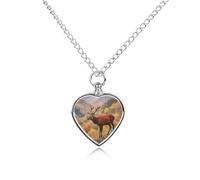 ELUZZIZUT Collier funéraire en forme d'élan naturel pour cendres - Pendentif en forme de cœur - Collier souvenir personnalisé pour femme et homme pour contenir les cendres de vos proches