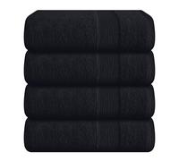 Elvana Home Lot de 4 Serviettes de Bain 68,6 x 137,2 cm, 100% Coton filé à l'anneau, Ultra Douces, très absorbantes, lavables en Machine, de qualité hôtelière et Spa, Noir