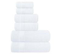 Elvana Home Lot de 6 serviettes en coton ultra douces, compactes et légères, contient 2 serviettes de bain 71,1 x 139,7 cm, 2 essuie-mains 40,6 x 61 cm et 2 débarbouillettes 30,5 x 30,5 cm, idéal pour
